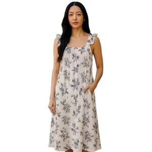 NWT Re-Blu Black & White Floral Midi Sleeveless Dress Size Large